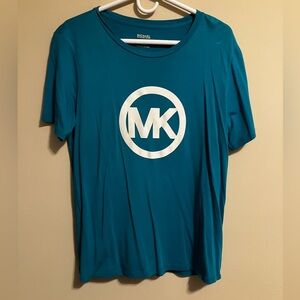 Michael Kors Teal T-Shirt with Logo Womens Large